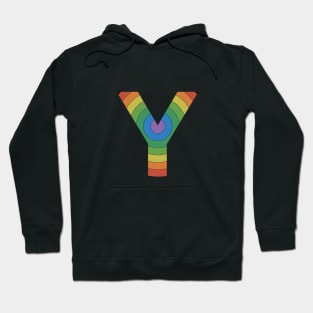 Retro  Rainbow 'Y' Sticker Hoodie